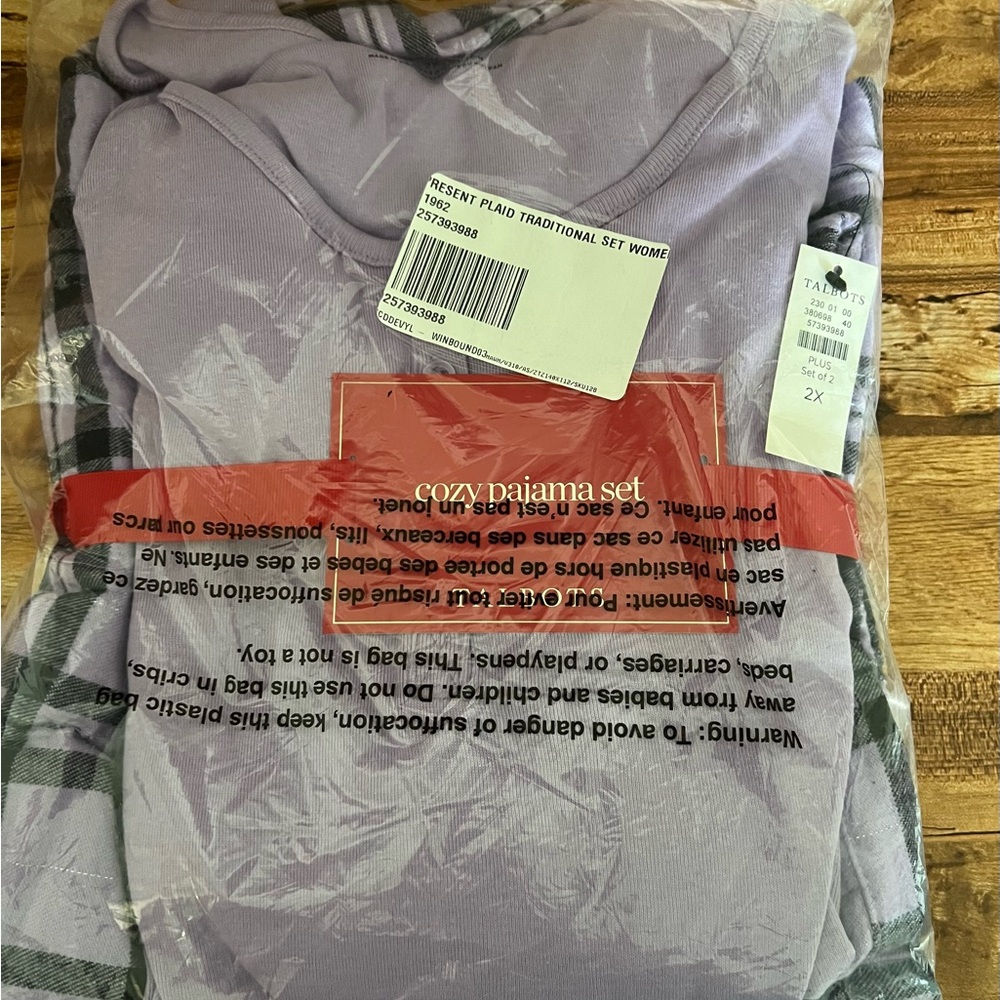 Talbots Cozy Pajama Set - Lavender and Gray